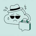 Eine illustratorische Darstellung eines Cloud Agents. Dargestellt als Wolke mit Sonnenbrille und Aktenkoffer