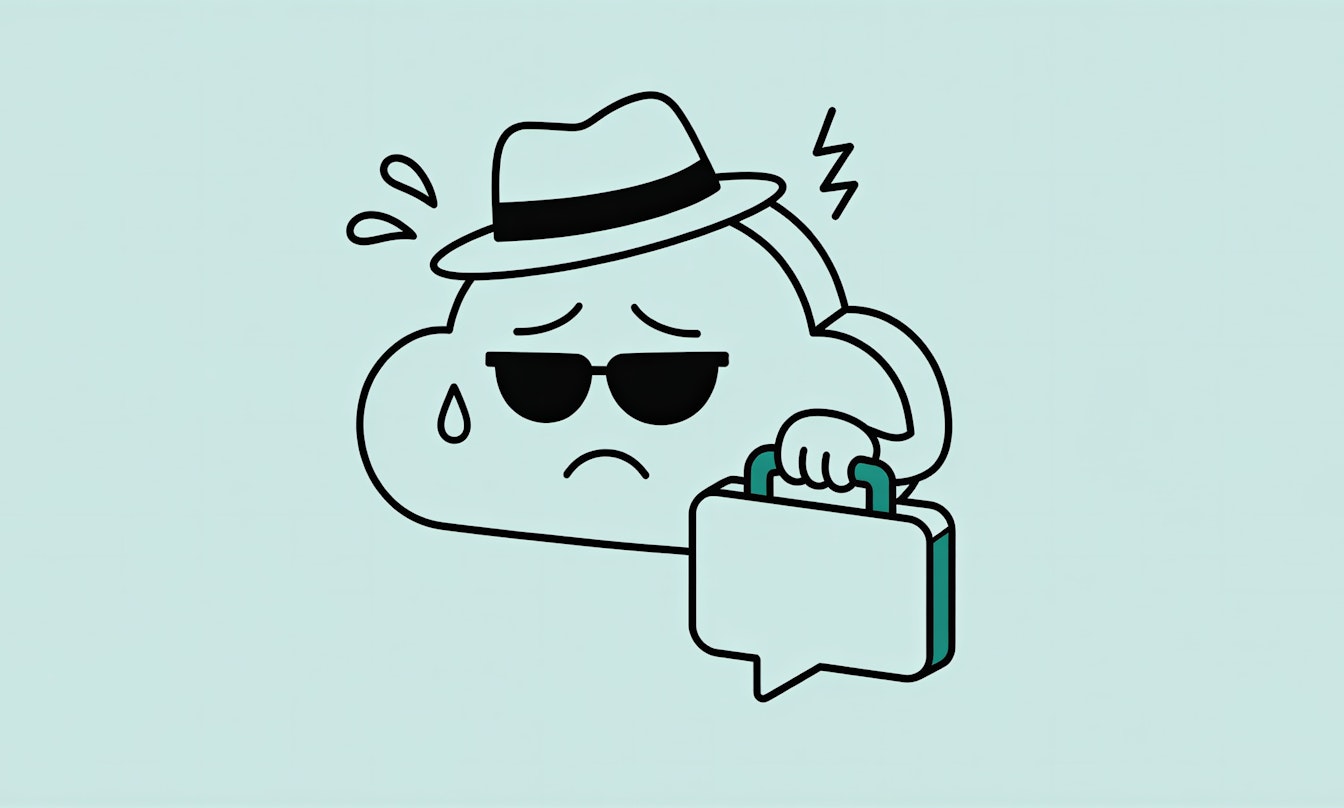 Eine illustratorische Darstellung eines Cloud Agents. Dargestellt als Wolke mit Sonnenbrille und Aktenkoffer