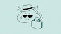 Eine illustratorische Darstellung eines Cloud Agents. Dargestellt als Wolke mit Sonnenbrille und Aktenkoffer