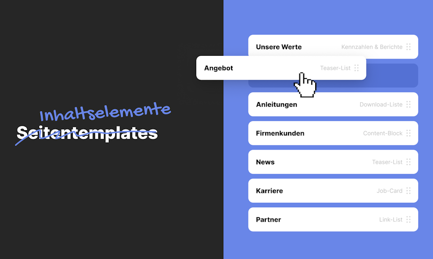 Seitentemplates vs. Inhaltselemente Grafik: Von Seitentemplates zu flexiblen Inhaltselementen im CMS