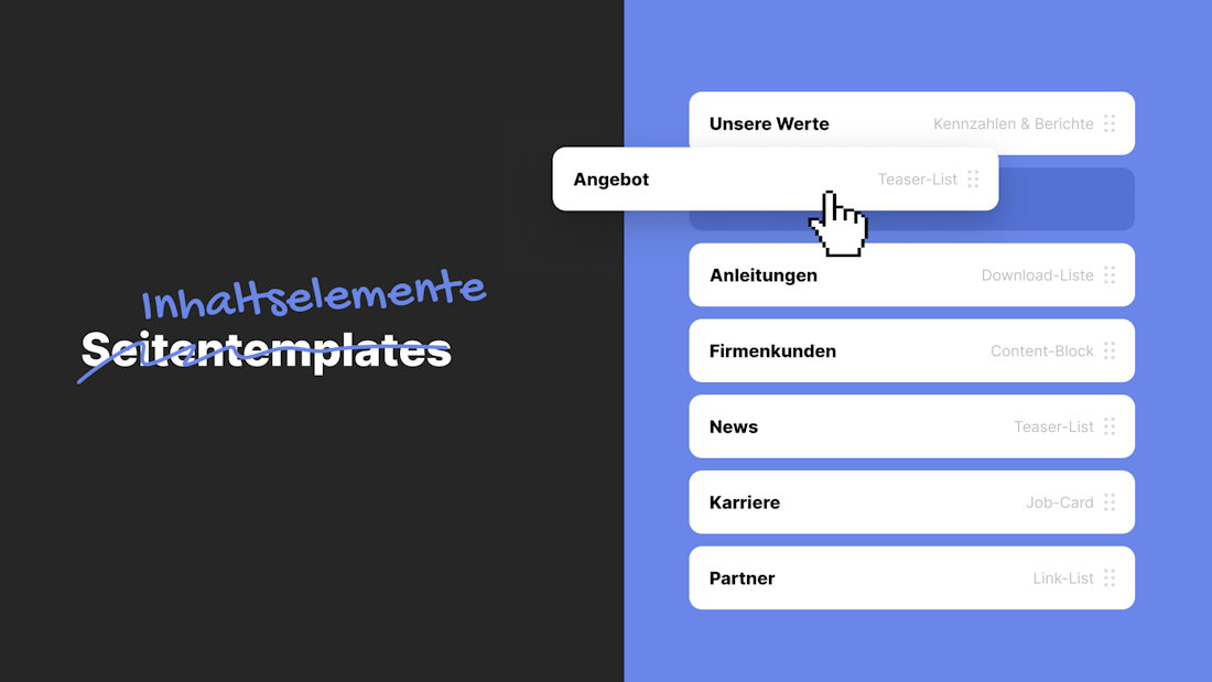 Seitentemplates vs. Inhaltselemente Grafik: Von Seitentemplates zu flexiblen Inhaltselementen im CMS