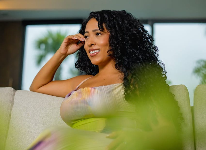 patient sitting at couch