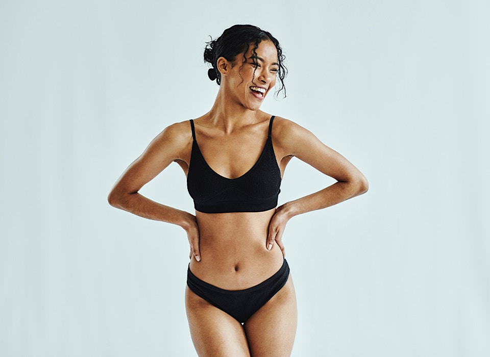 Patient looking at herself in mirror