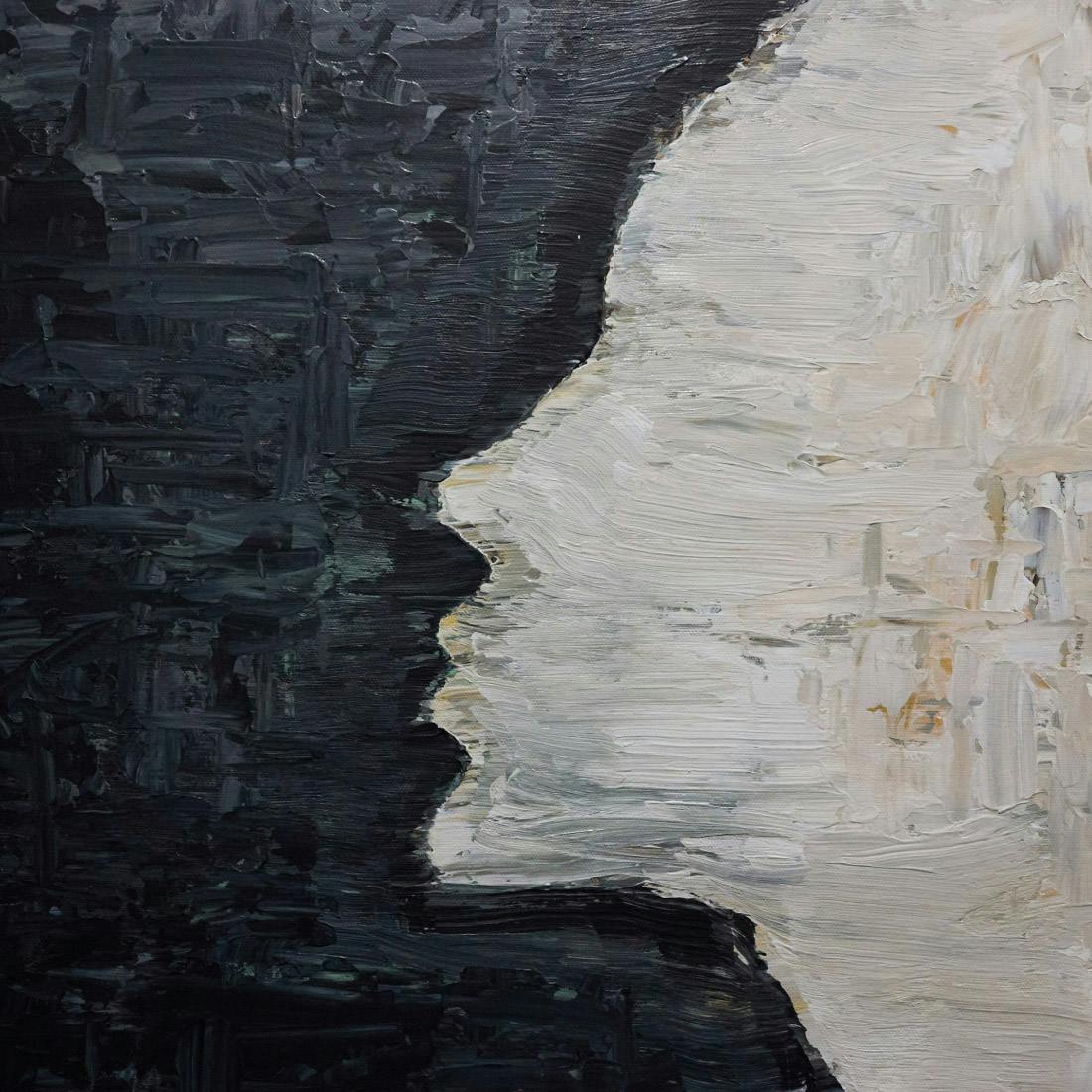 side profile of a human face in a painting