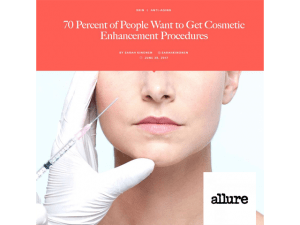 Dr. Ahn in Allure 
70 Percent of People Want to Get Cosmetic Enhancement Procedures June 28, 2017