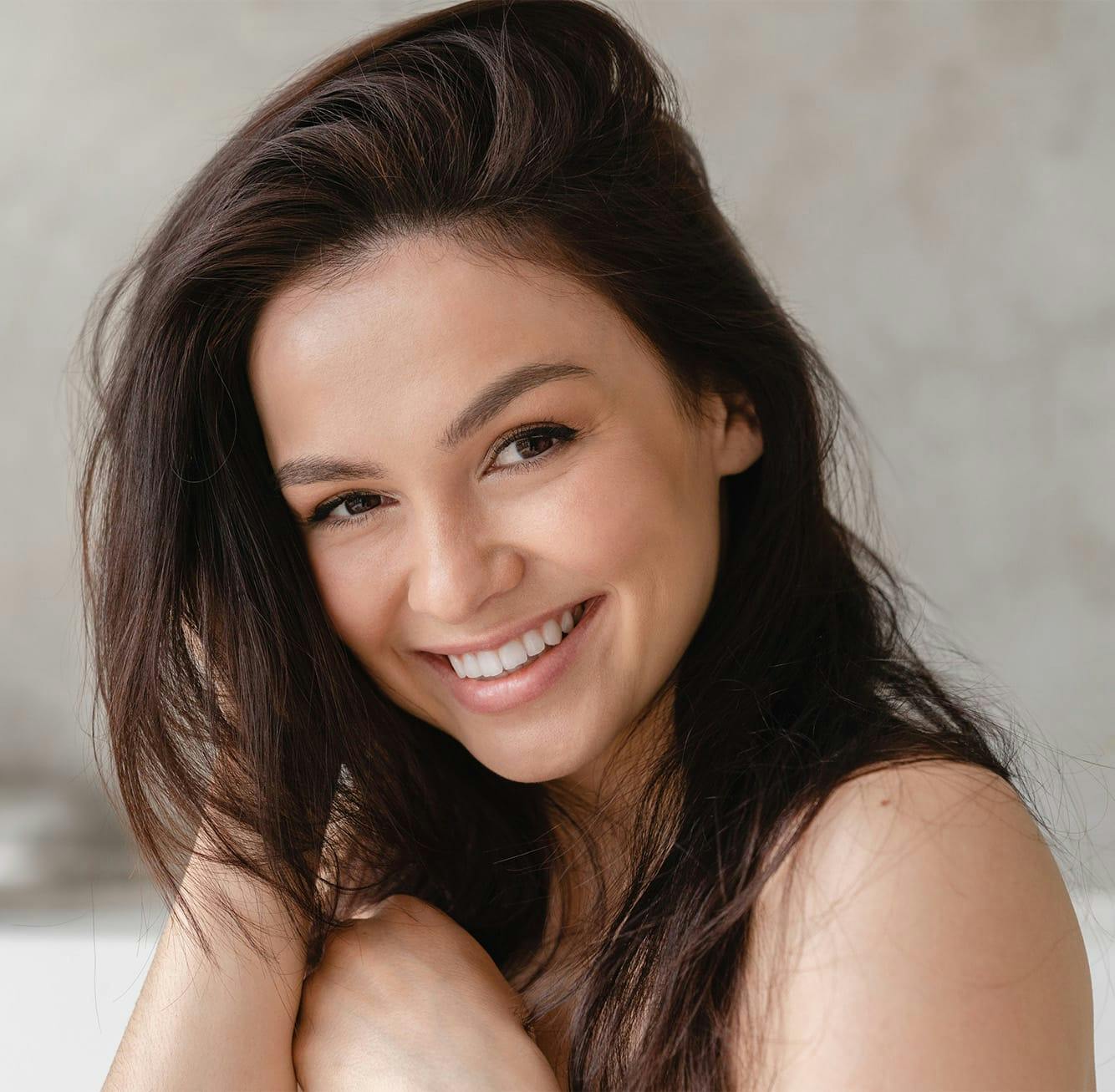 Woman with long brown hair