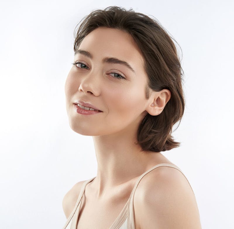 Woman with short brown hair