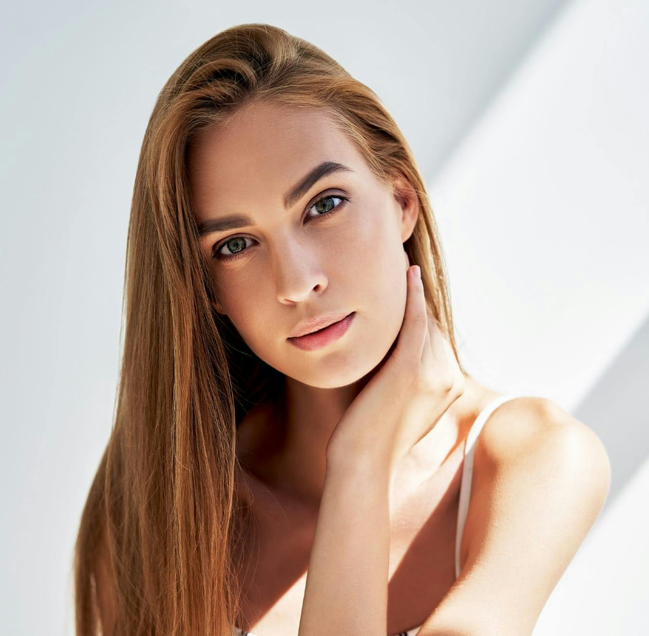 Woman with long brown hair