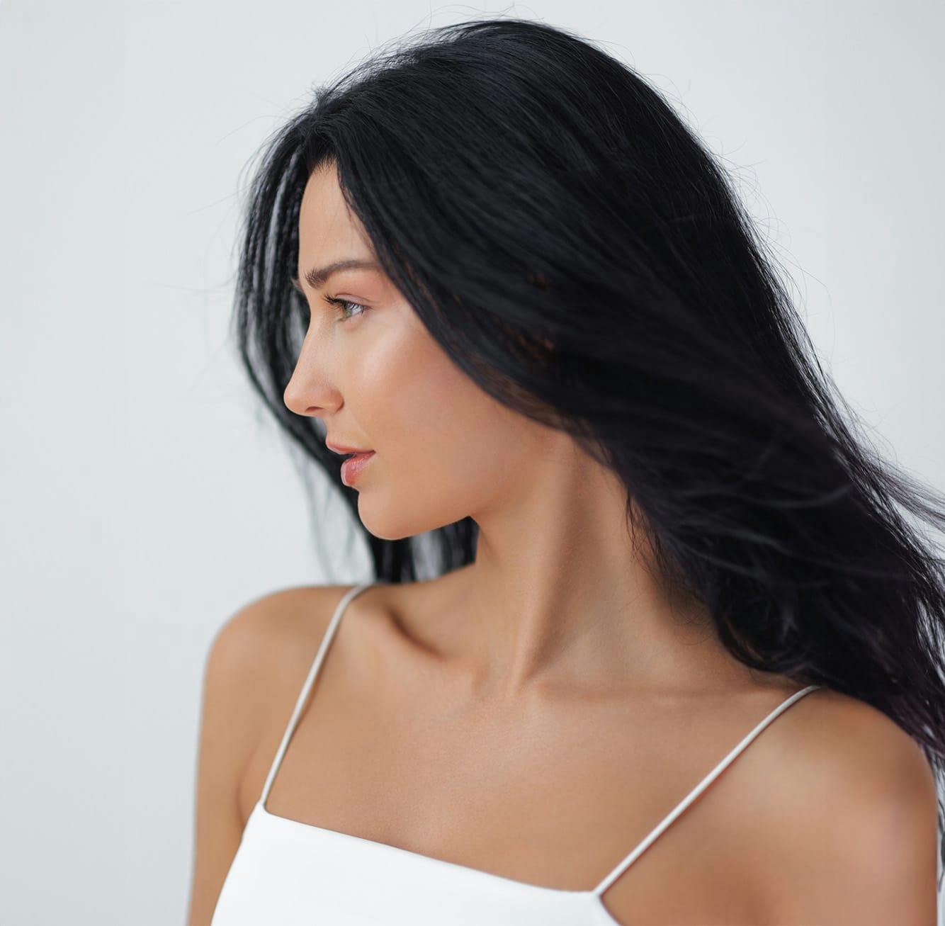 Woman with long black hair