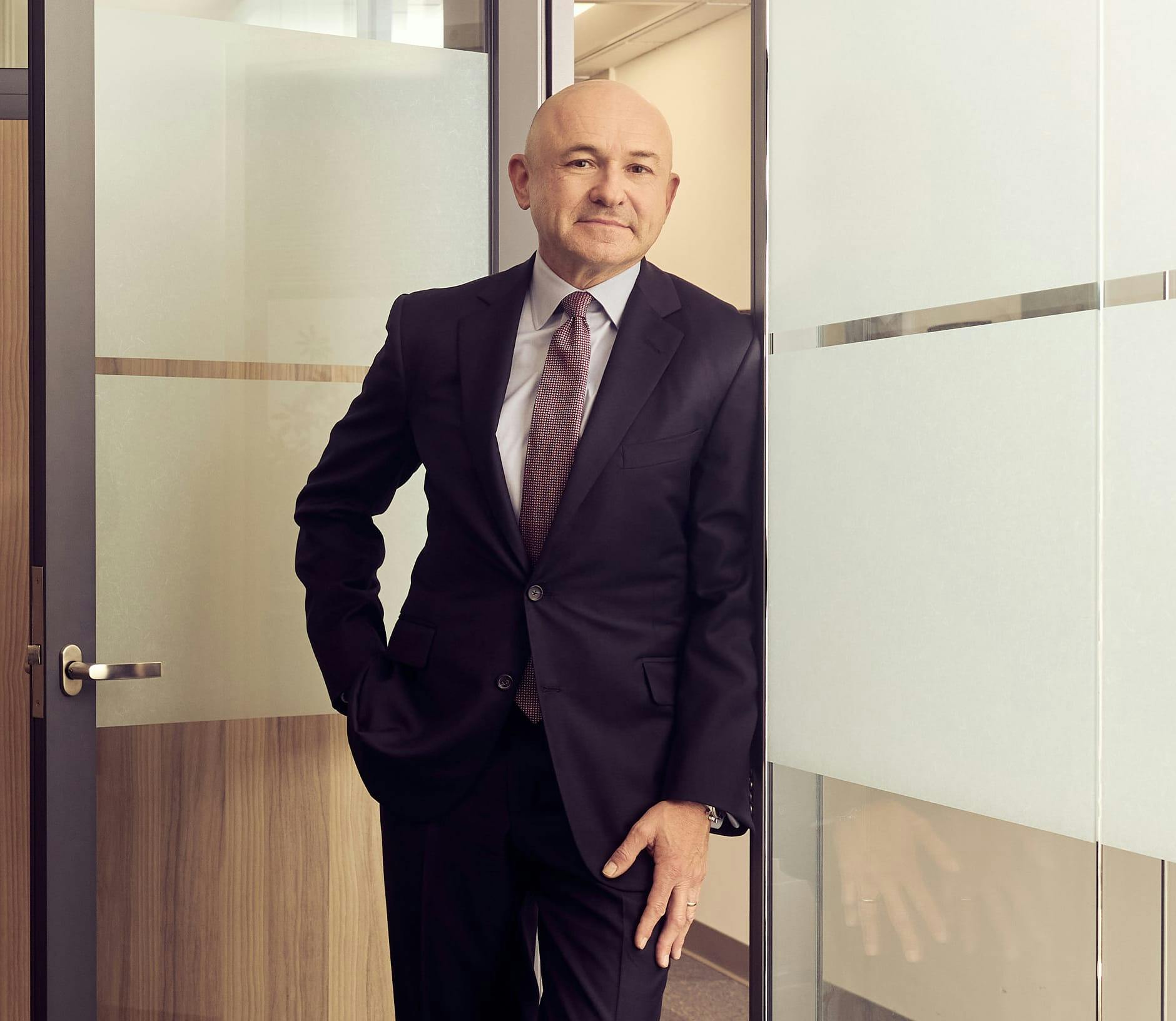 James P. Joseph posing in doorway