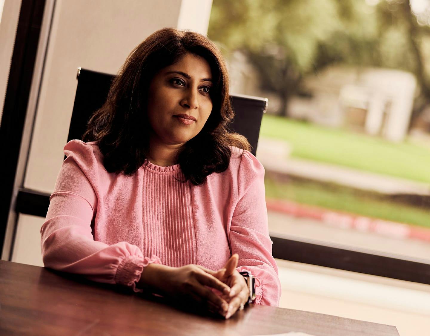 woman sitting at a table