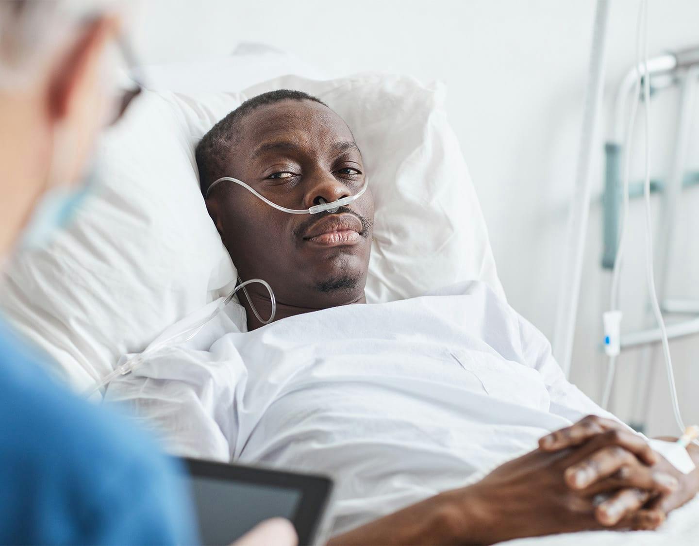 person in hospital bed