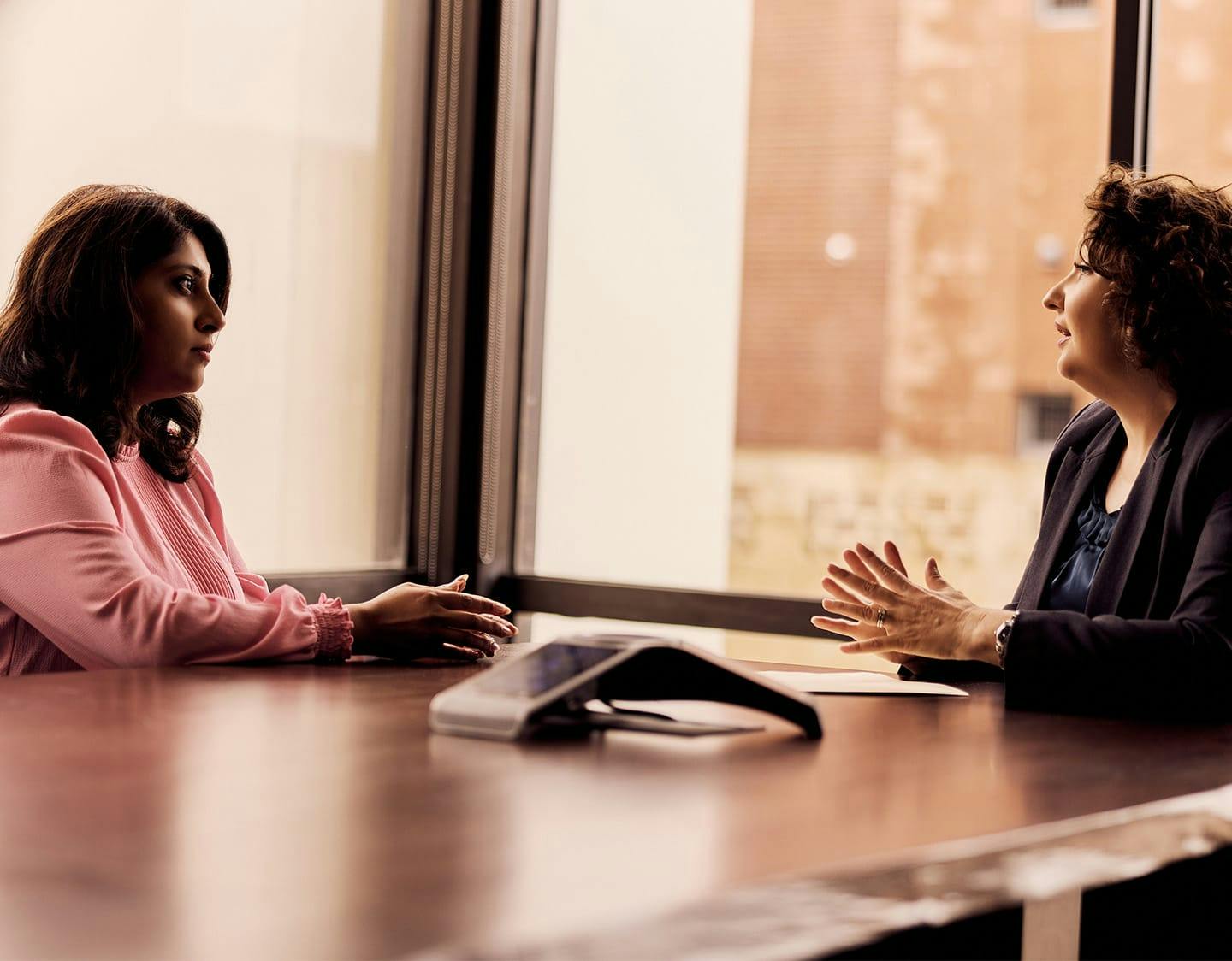 attorney talking to a woman