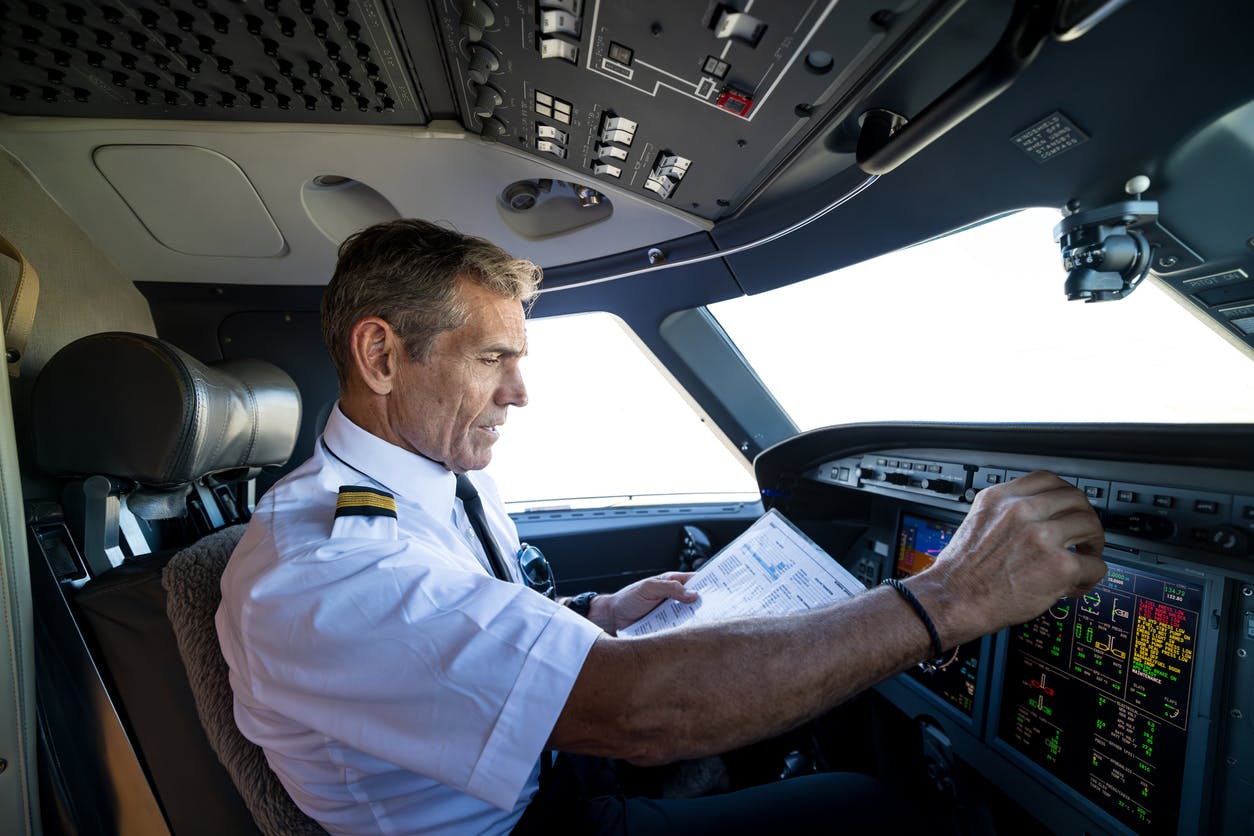 A pilot working