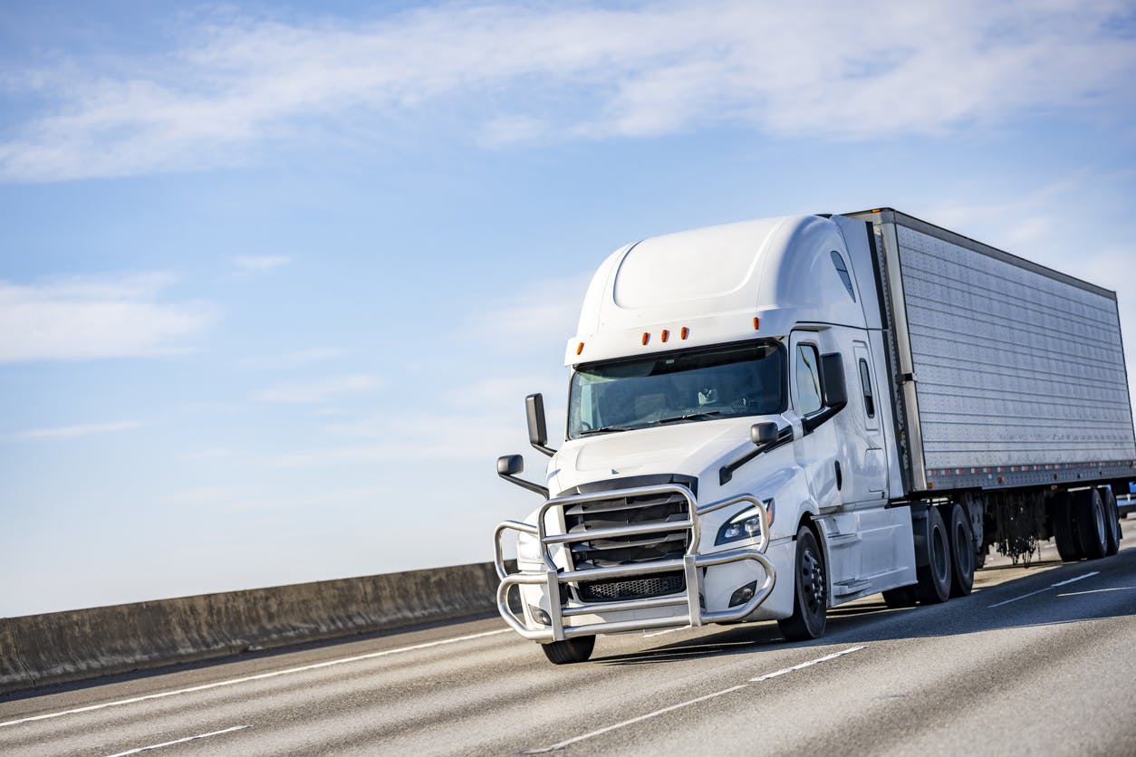 A truck driving on highway