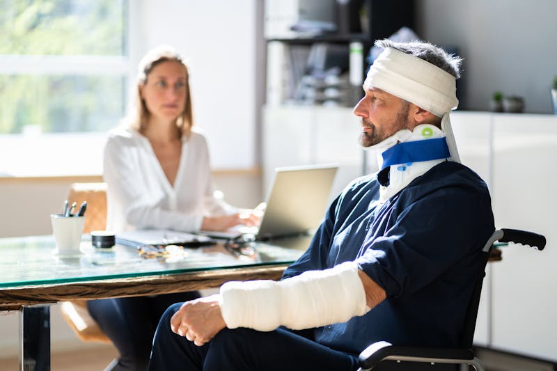 injured person talking with a lawyer