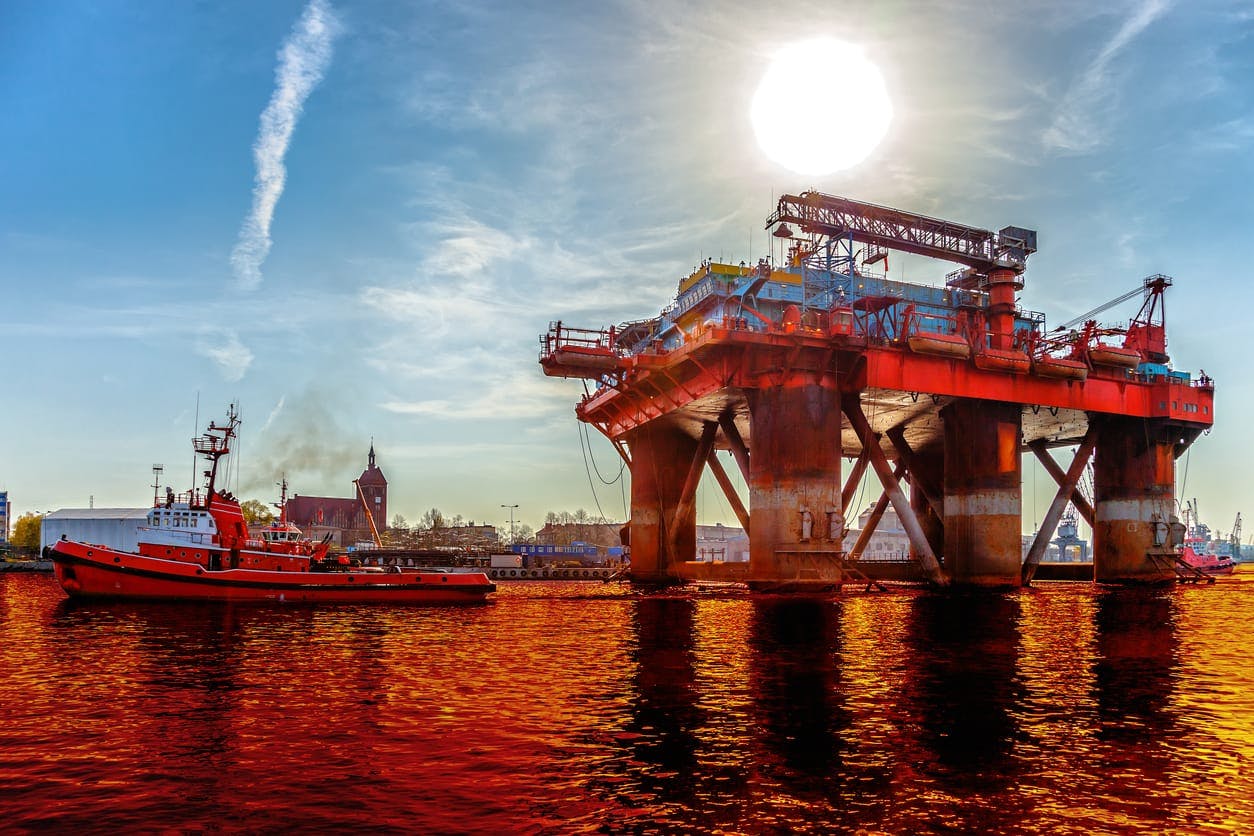 oil rig and boat