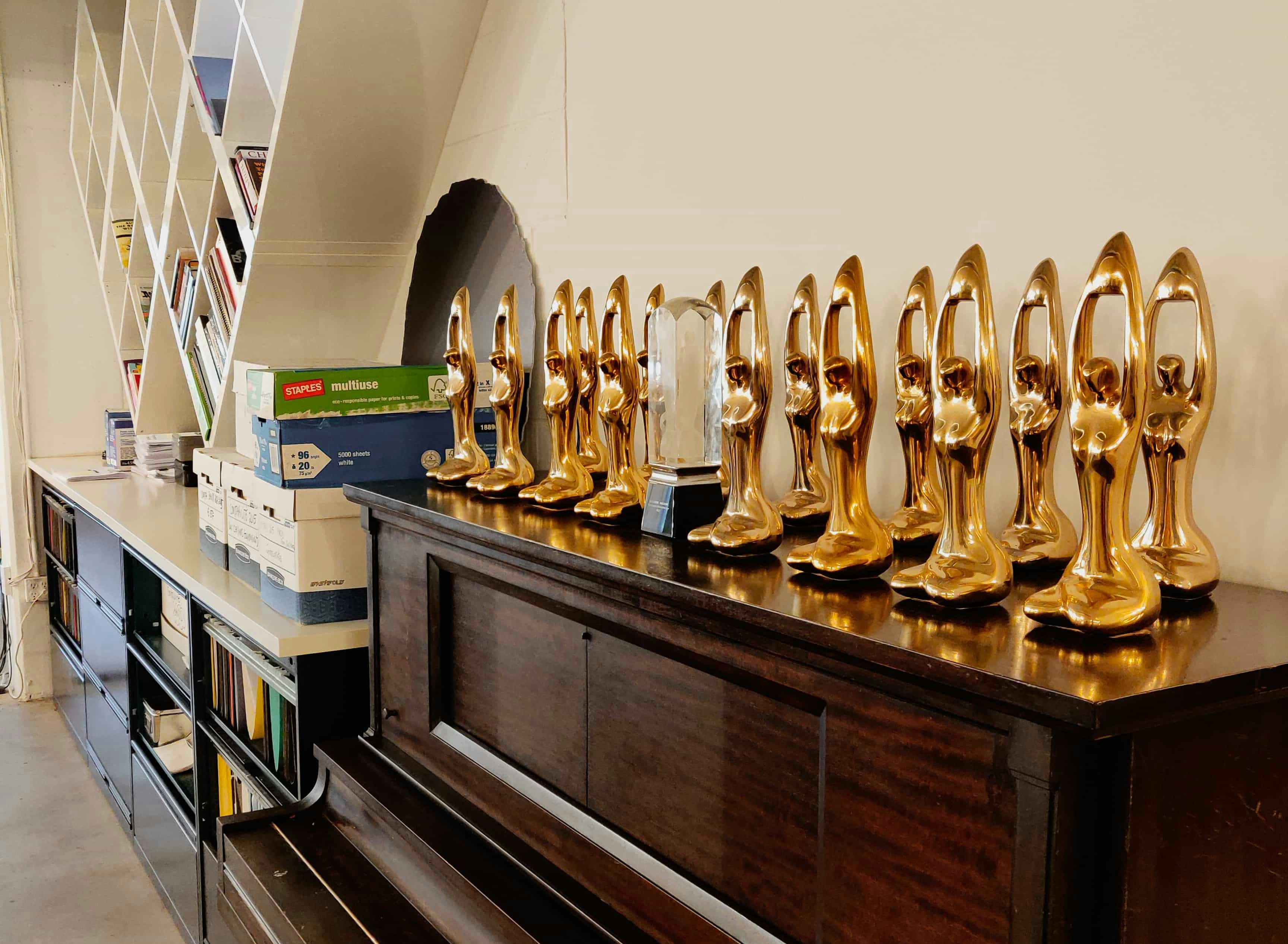 Trophy display at Bonsound office, Montreal, QC, Canada.