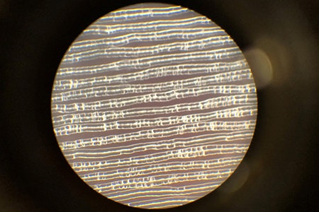Vinyl grooves viewed under microscope