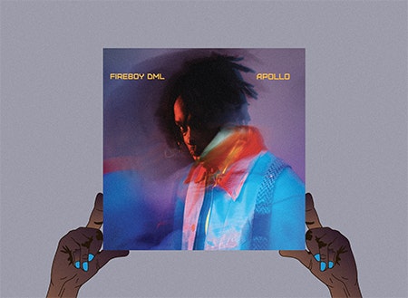 Illustration of hands holding Fireboy DML album