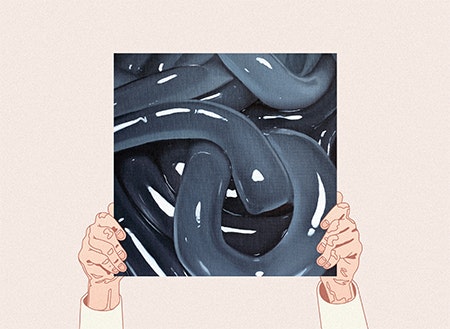 Illustration of hands holding Boris album