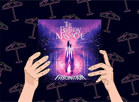 Illustration of hands holding The Birthday Massacre album cover