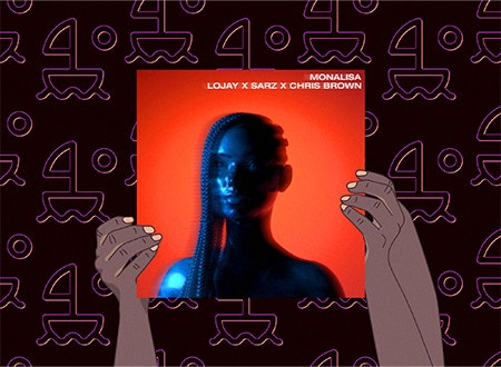 Illustration of hands holding Lojay, Sarza and Chris Brown record cover