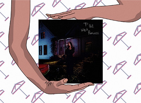 Illustration of hands holding Pink Panthress record cover