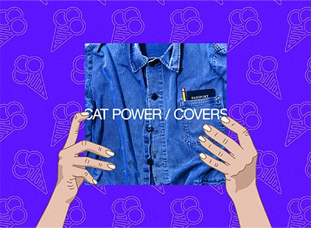 Illustration of hands holding Cat Powers album cover
