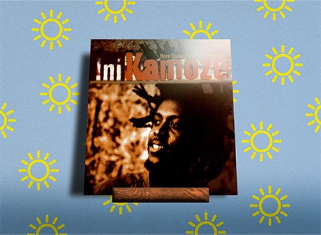 Illustration featuring Ini Kamoze album cover
