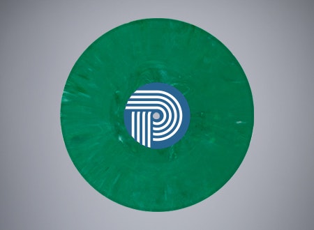 Green vinyl record made from recycled compound