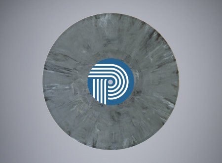 Gray vinyl record made from recycled compound