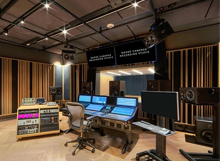 View of recording equipment in Deane Cameron Recording Studio.