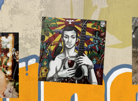 Album art cover for Jorge Ben Jor plastered on a beach wall.