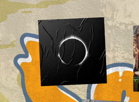 Album art cover for FATE plastered on a beach wall.