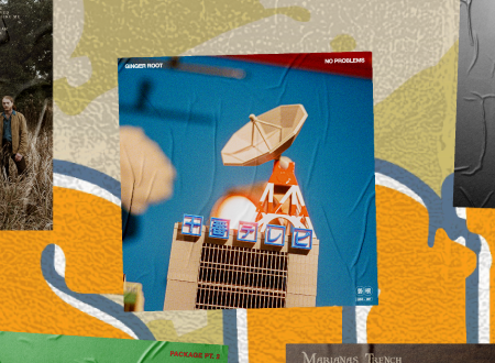 Rachel-Ramsay-No-Problems-Ginger-Root.png Album art cover for Ginger Root's Sinbangumi plastered on a beach wall.