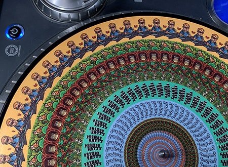Drew Tetz using a record turntable