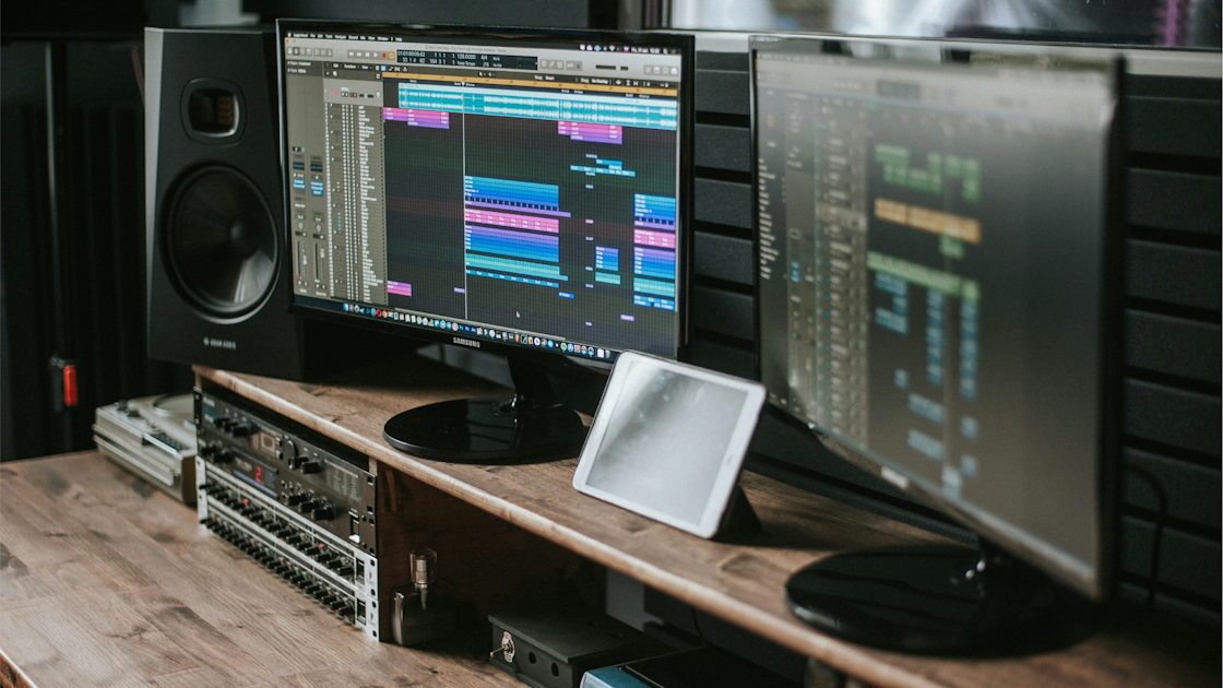 Sound Engineering Software on Monitors.