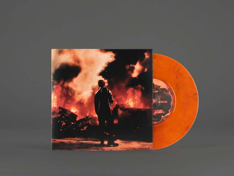 Chris Grey LET THE WORLD BURN 7-inch vinyl and album artwork