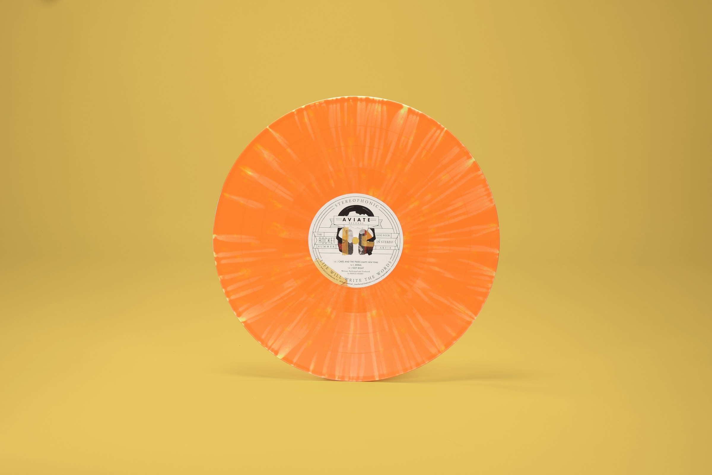 The Rocket Summer Life Will Write the Words Tangerine (O7) and Lemon (O21) splatter vinyl