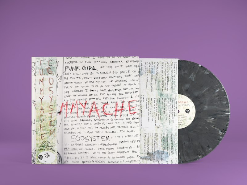 Tummyache Egosystem Graphite Eco Mix (EM6) vinyl and printer inner sleeve inside the jacket.