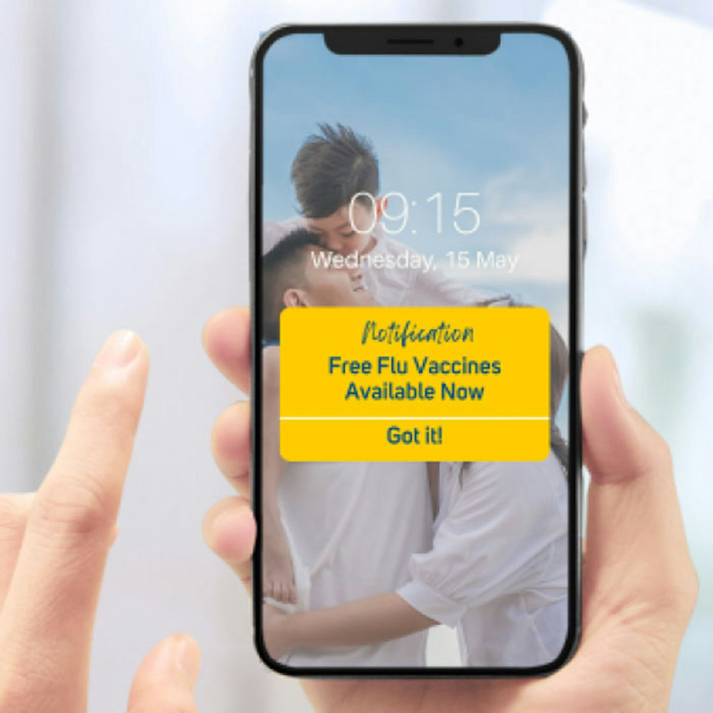 Phone notification that Free Flu Vaccines are Available