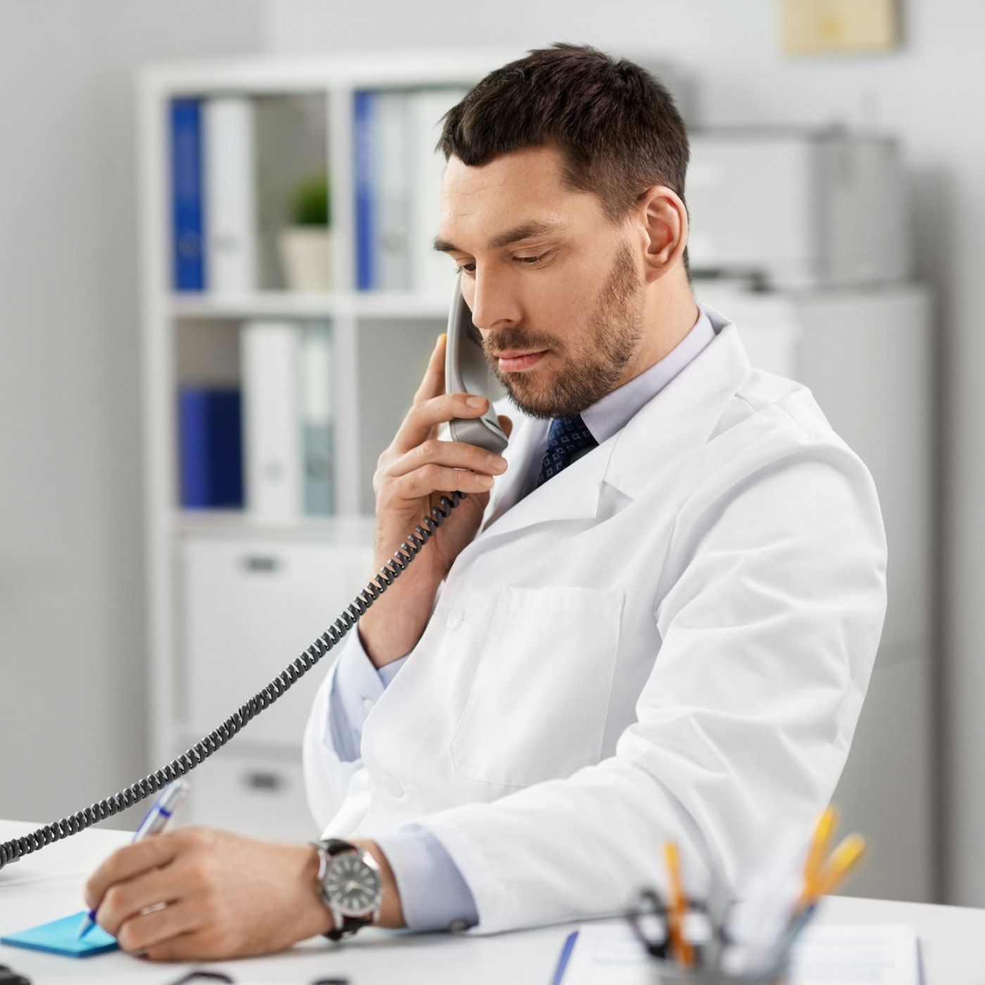 Doctor on the phone