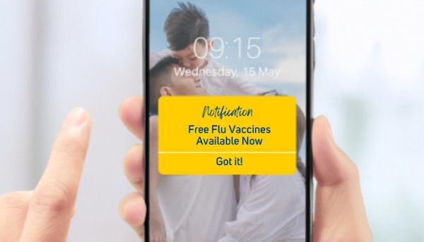 Flu vaccines available notification