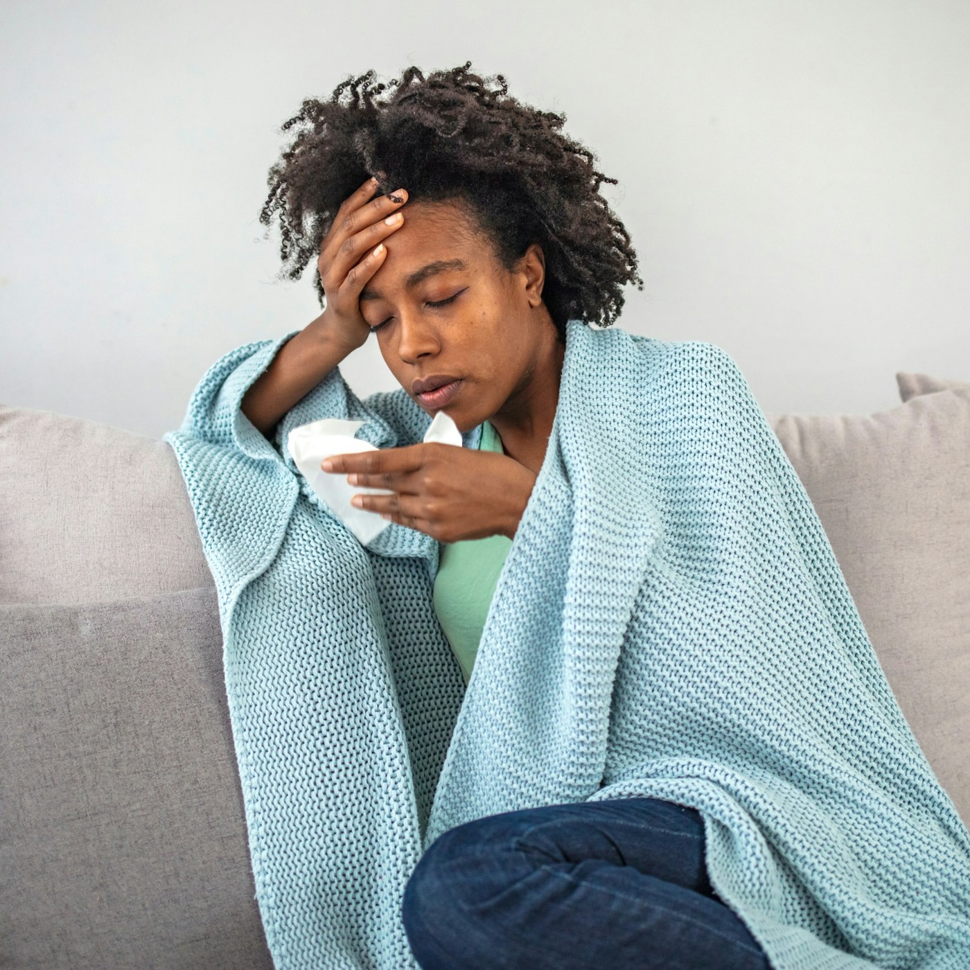 woman in blanket