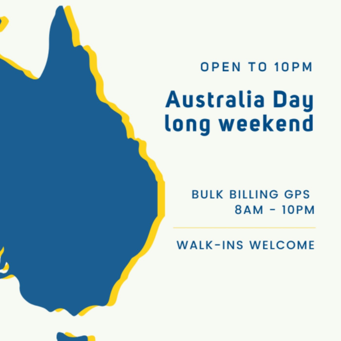 Open to 10pm Australia Day Long Weekend