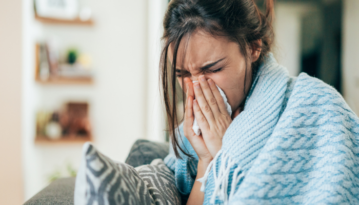 Woman with flu