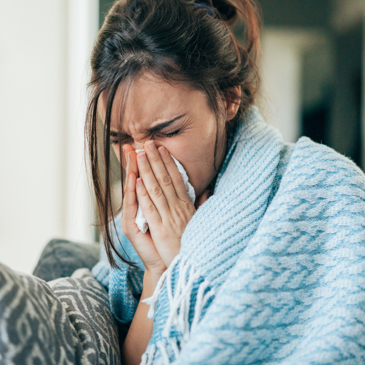 Woman with flu
