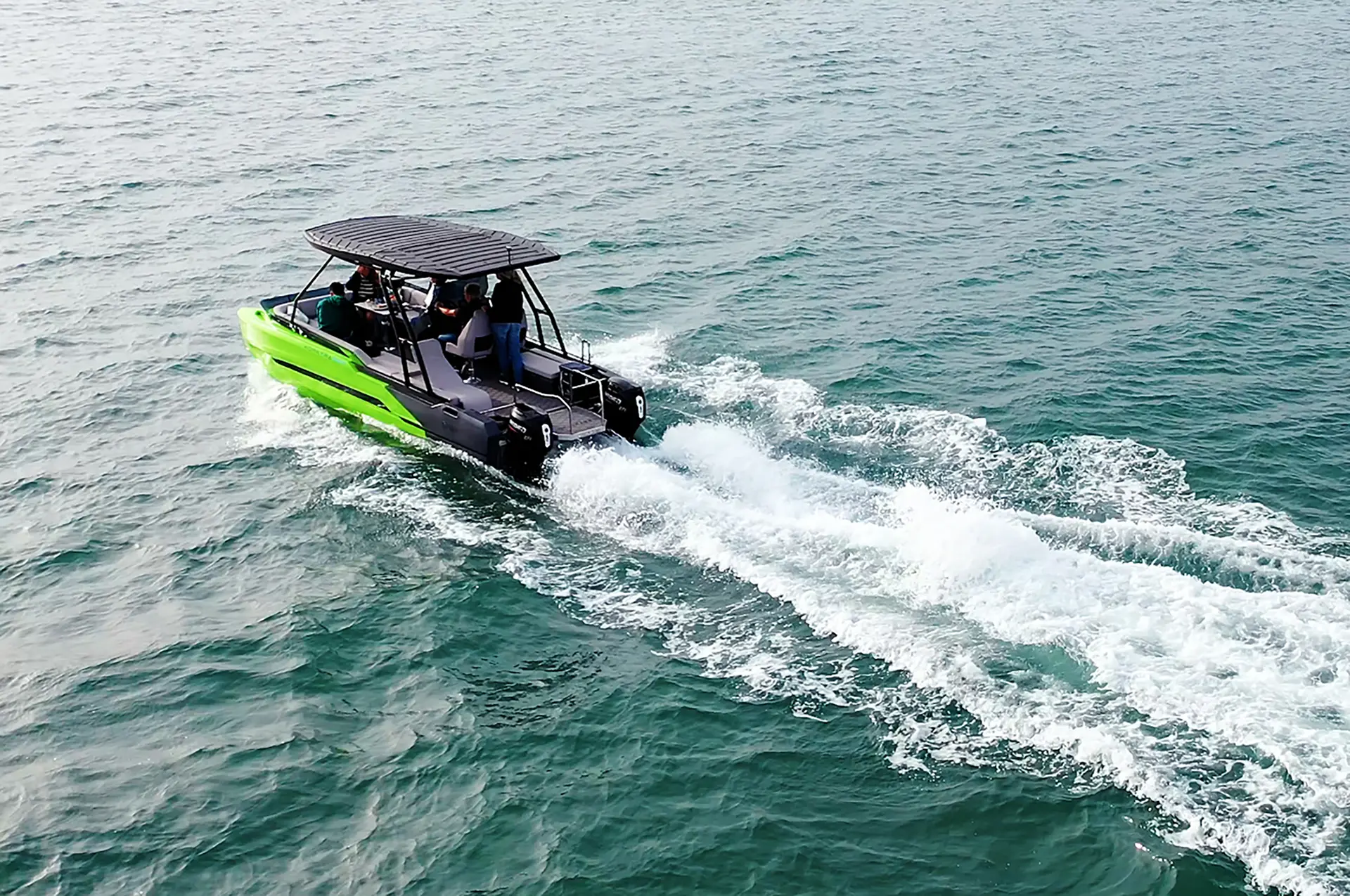 Korkyra 650 catamaran boat cruising steadily on open waters.