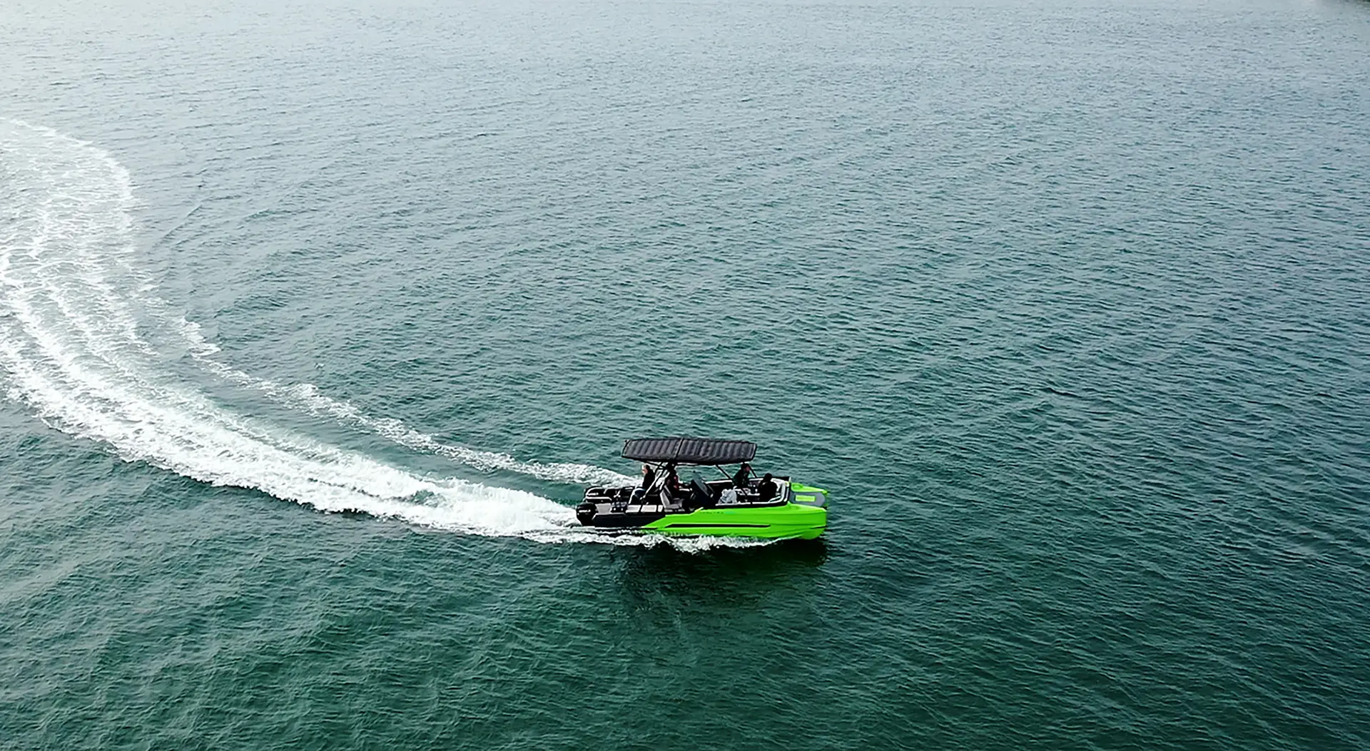 Korkyra 650 catamaran boat on the open sea.